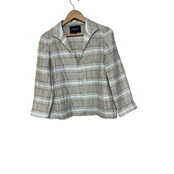 Lafayette 148 Neutral Collared Blouse - Picture 1 of 6
